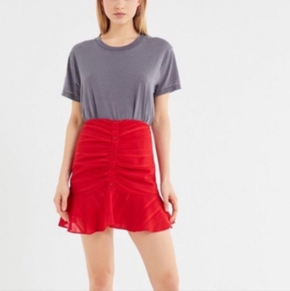 Urban Outfitters Red Ruffle Button Mini Skirt
